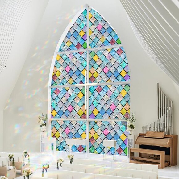 Stained Glass Window Film Rainbow Film Decorative 3D Privacy Sticker Colorful La - Picture 8 of 9